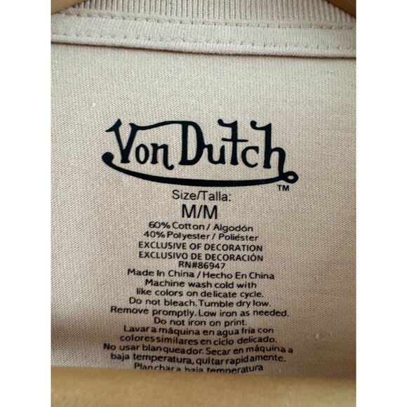 Von Dutch Graphic Tee Medium Beige Winged Eye Cotton Blend - Picture 4 of 6